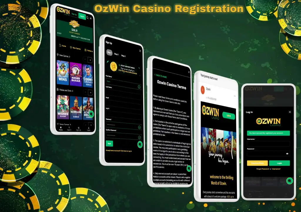 Registration process at OzWin casino